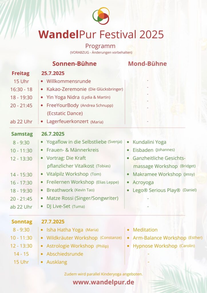 Programm (WandelPur Festival 2025) VORABZUG - Würzburg - Gemünden am Main - Saaleinsel
