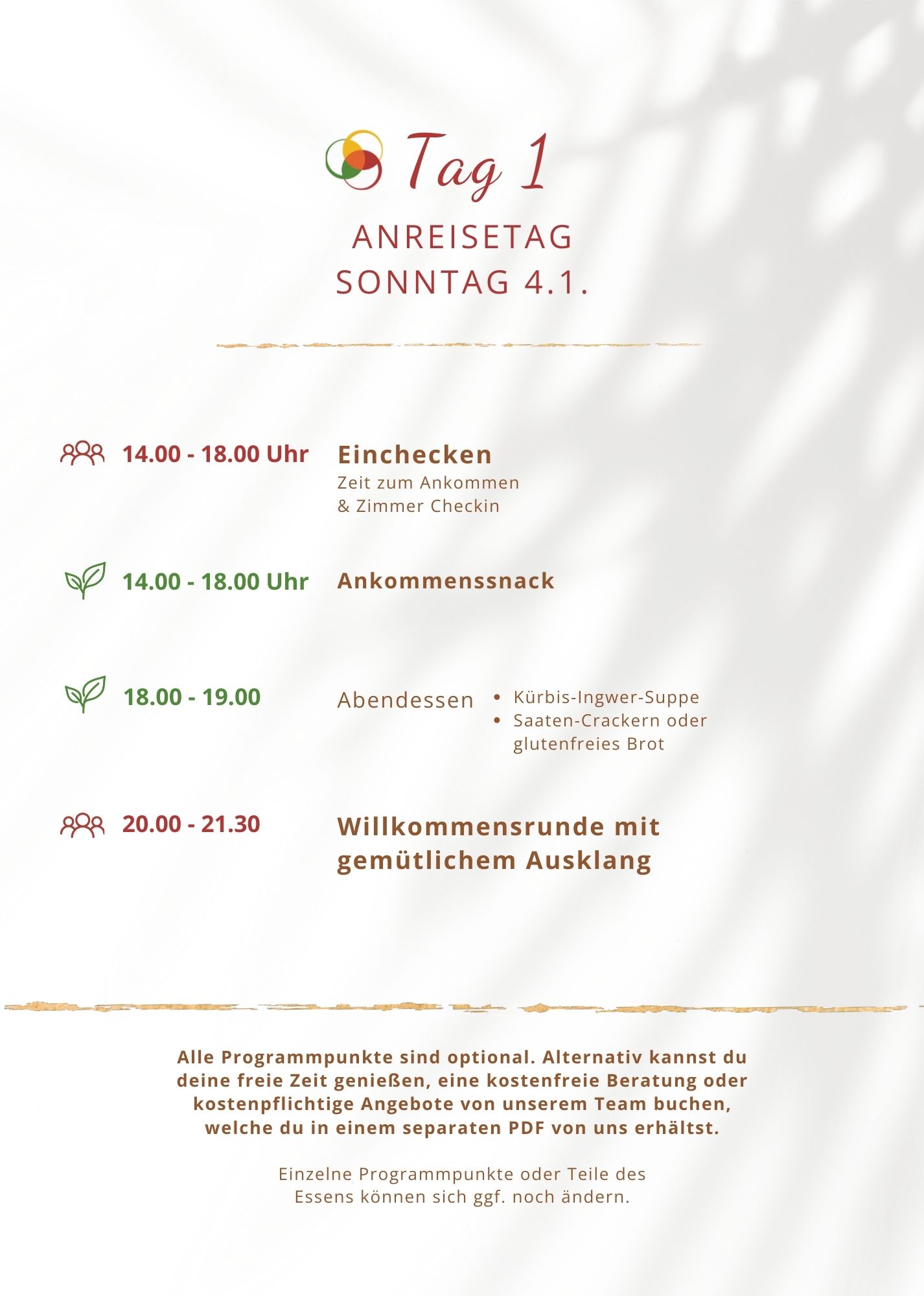 WandelPur Retreat - Programm - Tag 1
